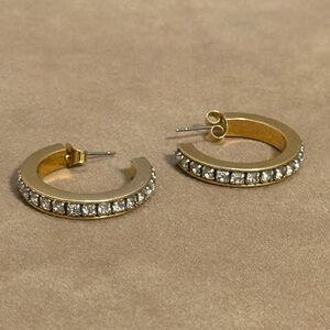 Gold-Tone Crystal Pavé Hoop Earrings